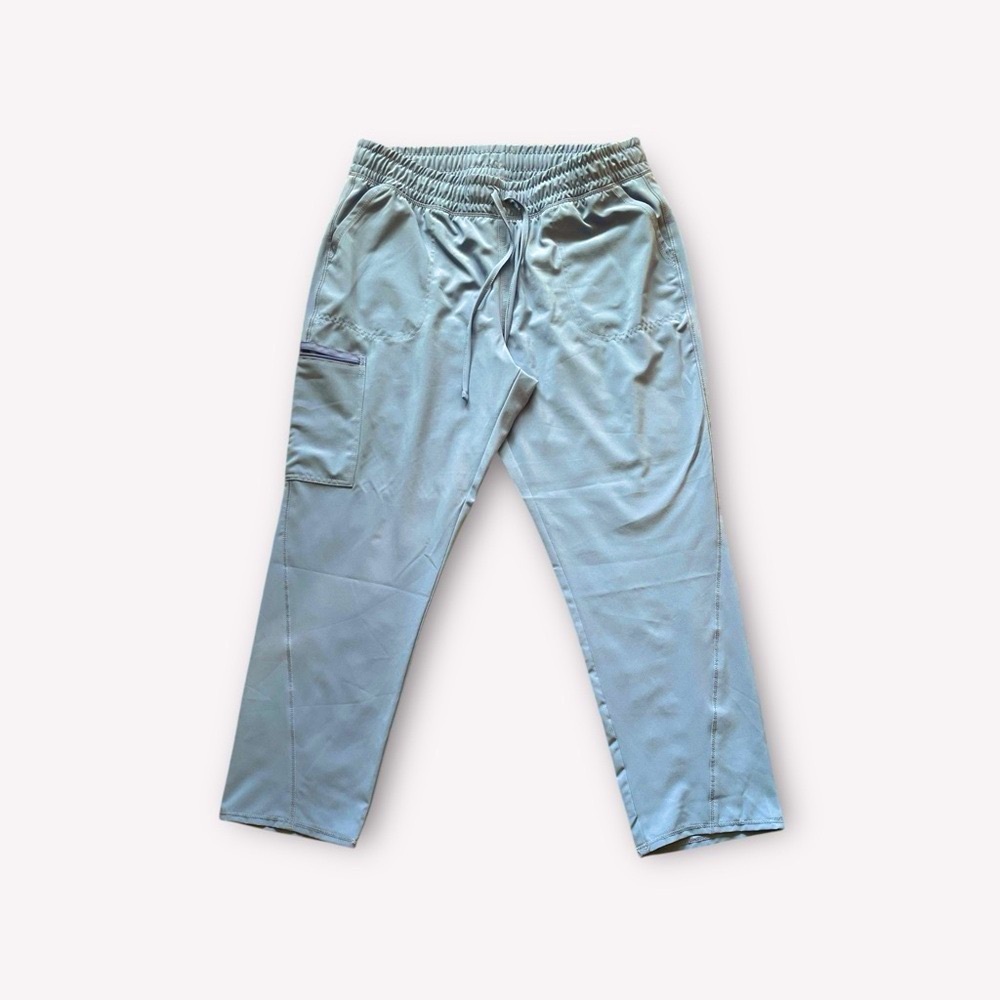 Petite Ceil Blue Scrub Pants with Elastic Waistband and Relaxed Fit
